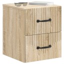  Vegghengt Nattbord med skuff 2 pcs Sonoma eik 34,5 x 33 x 40 cm