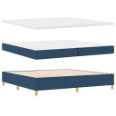  Box Spring Seng med Madrass & Benk Blå 200x200 cm Stoff