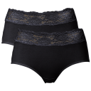 Trofe Lace Trimmed Midi Briefs Truser 2P Svart bomull Medium Dame