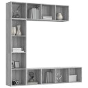 vidaXL Bokhyller/TV-skap 3 stk gr? sonoma 180x30x180 cm