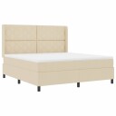  Box Spring Seng med Madrass og LED Krem 180x200 cm Stoff