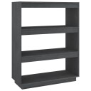 vidaXL Bokhylle/romdeler gr? 80x35x103 cm heltre furu