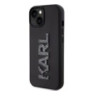 Karl Lagerfeld 3D Gummideksel til iPhone 15 med Glitterlogo - Svart