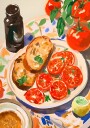 Tomatoes and Toast Mediterranean kitchen Plakat Plakat / 70x100cm