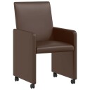  Spisebordsstoler med hjul 2 pcs Brun 57 x 66 x 94 cm Kunstlær