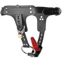 Strict Leather Premium Locking Seletøy for Penisring og Analplugg   - Svart