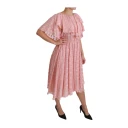 Dolce & Gabbana Polka Dots Pleated A-line Midi Dress Rosa XS