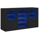 vidaXL Skjenk med LED-lys svart 123x37x67 cm