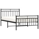 vidaXL Sengeramme i metall med hode- og fotgavl svart 107x203 cm 8721012210141