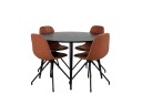Venture Home Dipp Spisegruppe 115 cm Rund med 4 Polar Stoler Sort