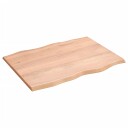  Bordplate lysebrun 80x60x2cm behandlet heltre eik naturlig kant 363944