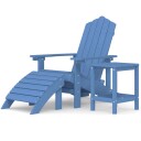 vidaXL Adirondack hagestol med fotstøtte og bord HDPE havblå