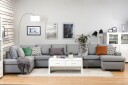 Crazy 6 seters Venstrevendt U formet XX Large Sofa med Divan og Sjeselong i Stoff   Grå