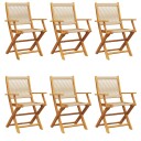  Sammenleggbare hagestoler 6 stk beige heltre akasie 3214572