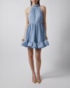 Malina Fern Halterneck Ruffled Mini Dress   Blue   L