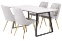 Venture Home Estelle Spisegruppe 140 cm Rektangulær med 4 Velvet Stoler Sort/Guld