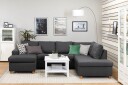 Crazy 4 seters Høyrevendt U formet Large Sofa med Divan og Sjeselong i Stoff   Mørk grå