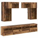  TV Vegg Enheter 6 pcs Svart Eik 100 x 30 x 40 cm Konstruert tre
