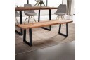 Spisestuebenk Wohnling Massivt tre med metallben trekant landlig stil Svart Rett 140 cm   Svart Rett 140 cm