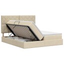 vidaXL Seng med Oppbevaring med hodegjerde Krem 200 x 200 cm Stoff