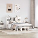  Seng med bokhylle uten madrass hvit 160x200 cm heltre furu 8721158627537