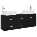 vidaXL Baderomsskapsett 3 stk. Svart 53 x 34,5 x 63 cm Konstruert tre