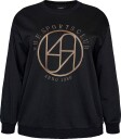 Zizzi   Collegegenser cAnnie L/S Loose Sweat   Svart