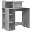 Skrivebord med lagring Grå sonoma 90x48x101.5 cm Konstruert tre