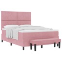  Box Spring Seng med Madrass & Benk Rosa 140x190 cm Fløyel