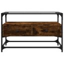  TV-benk med glasstopp røkt eik 80x35x51 cm konstruert tre 846061