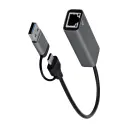 Conecto USB-C/USB-A Ethernet-adapter, grå