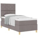  Bunnfjederseng med madrass Taupe 90x200 cm Stoff