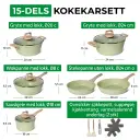 Just Perfecto 15-dels Nonstick Granitt grytesett (Grønn)
