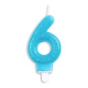 Kakelys Tall Glitter Blå   Tallet 6