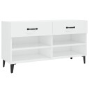 vidaXL Skoskap h?yglans hvit 102x35x55 cm konstruert tre