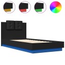  Sengeramme med hodegavl og LED-lys svart 75x190 cm 8721012278028
