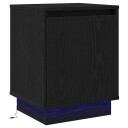  Nattbord med LED lamper Svart 39x34,5x50 cm