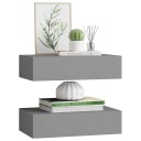 vidaXL Veggmonterte skuffehyller 2 stk gr? 40x23,5x10 cm MDF