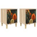 vidaXL Nattbordskap ZAANDAM 2 stk. Sonoma eik 36 x 33 x 50 cm