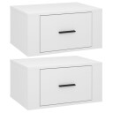 vidaXL Veggmonterte nattbord 2 stk høyglans hvit 50x36x25 cm