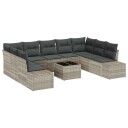  10-delt hagesofa sett med puter - Grå polyrotting