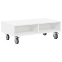vidaXL Sidebord med hjul Hvit 90 x 50 x 30 cm Konstruert tre