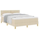  Box Spring Seng med Madrass Krem 160x200 cm Stoff