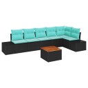 vidaXL Hagesofa Set 7 stk. Svart og turkis
