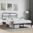 vidaXL Sengeramme i metall med sengegavl svart 140x200 cm 8720845881221
