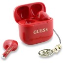 Guess Charm True Wireless øretelefoner med glanseffekt og klassisk logotrykk   rød