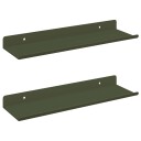 vidaXL Flytende hylle 2 pcs Olivengrønn 30 x 9 x 2,5 cm Stål