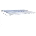 vidaXL Automatisk uttrekkbar markise 500x350 cm blå og hvit