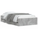 vidaXL Sengeramme med skuffer betonggrå 90x190 cm konstruert tre 8721012245426