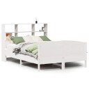  Seng med bokhylle uten madrass hvit 160x200 cm heltre furu 8721158618863